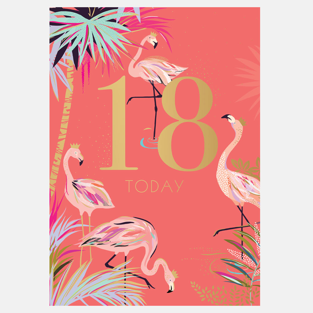 Fabulous Flamingo 18th Birthday Card