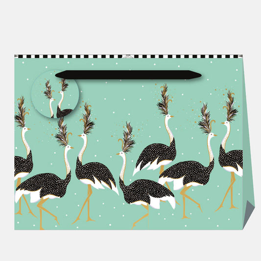 Mint Green Dancing Ostriches Large Gift Bag