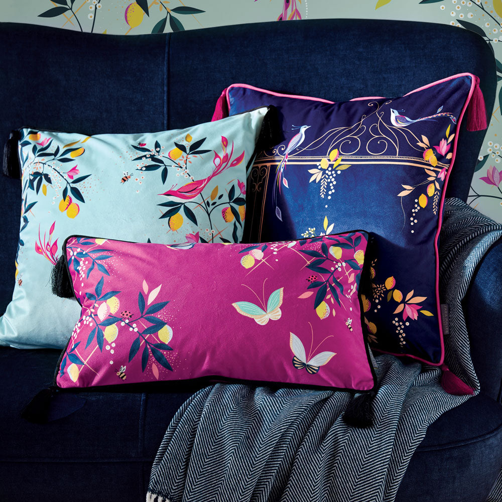 Duck Egg Orchard Birds Feather Filled Cushion