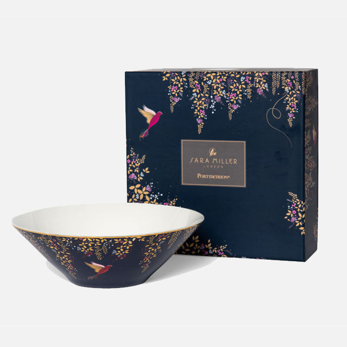 Navy Hummingbird Medium Salad Bowl