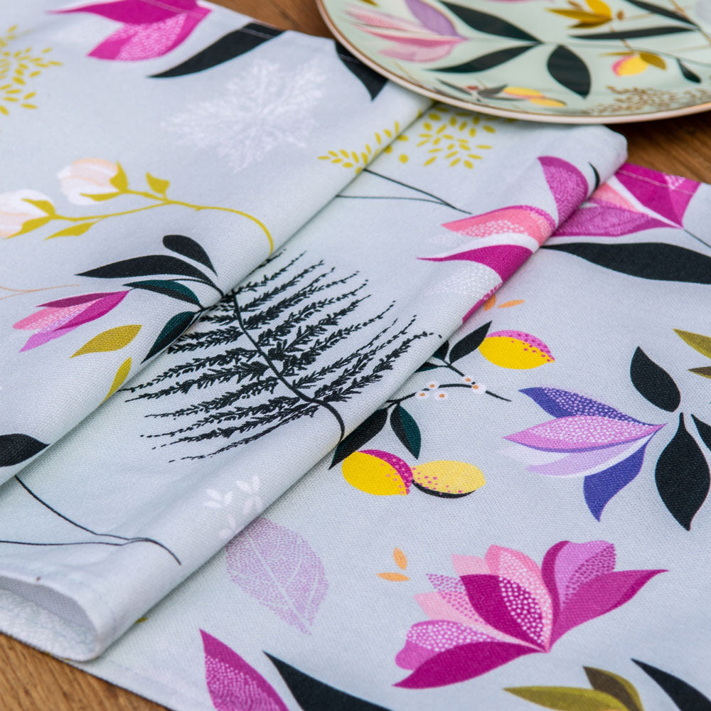 Orchard Floral Duck Egg Table Runner