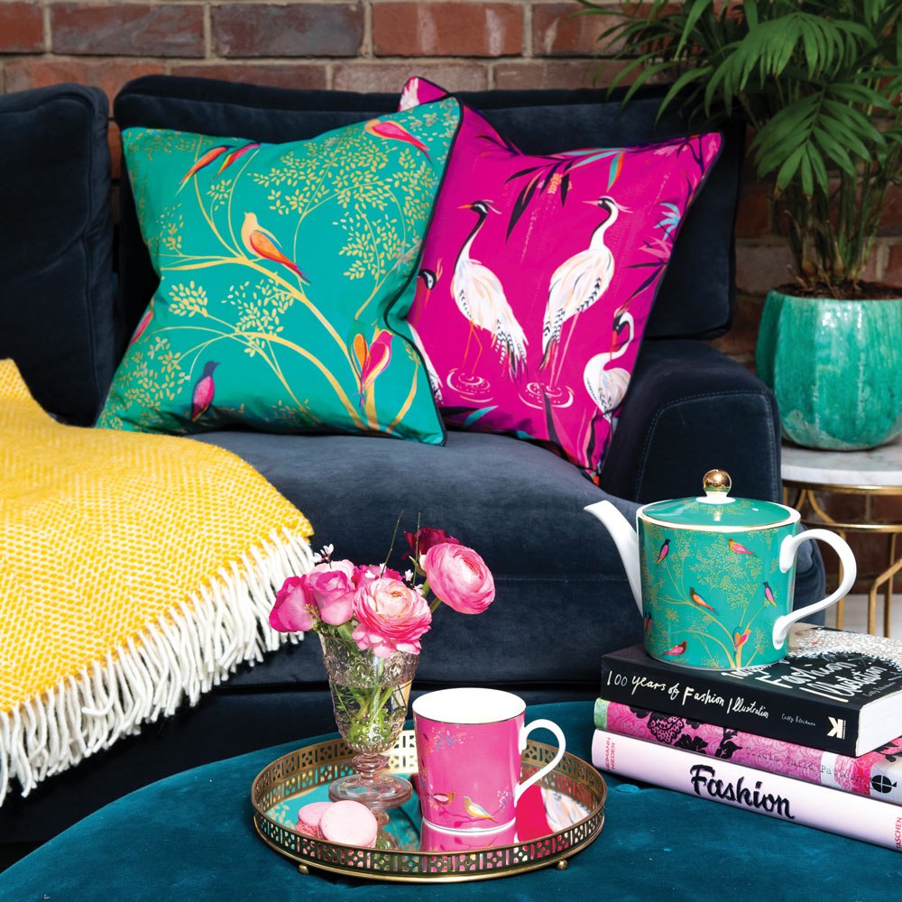 Pink Heron Feather Filled Cushion