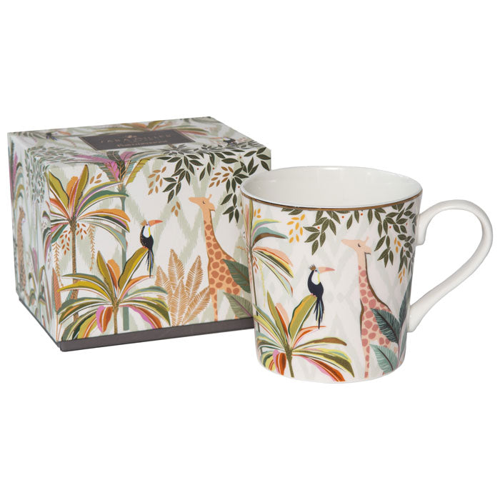 Mug next to matching gift box.