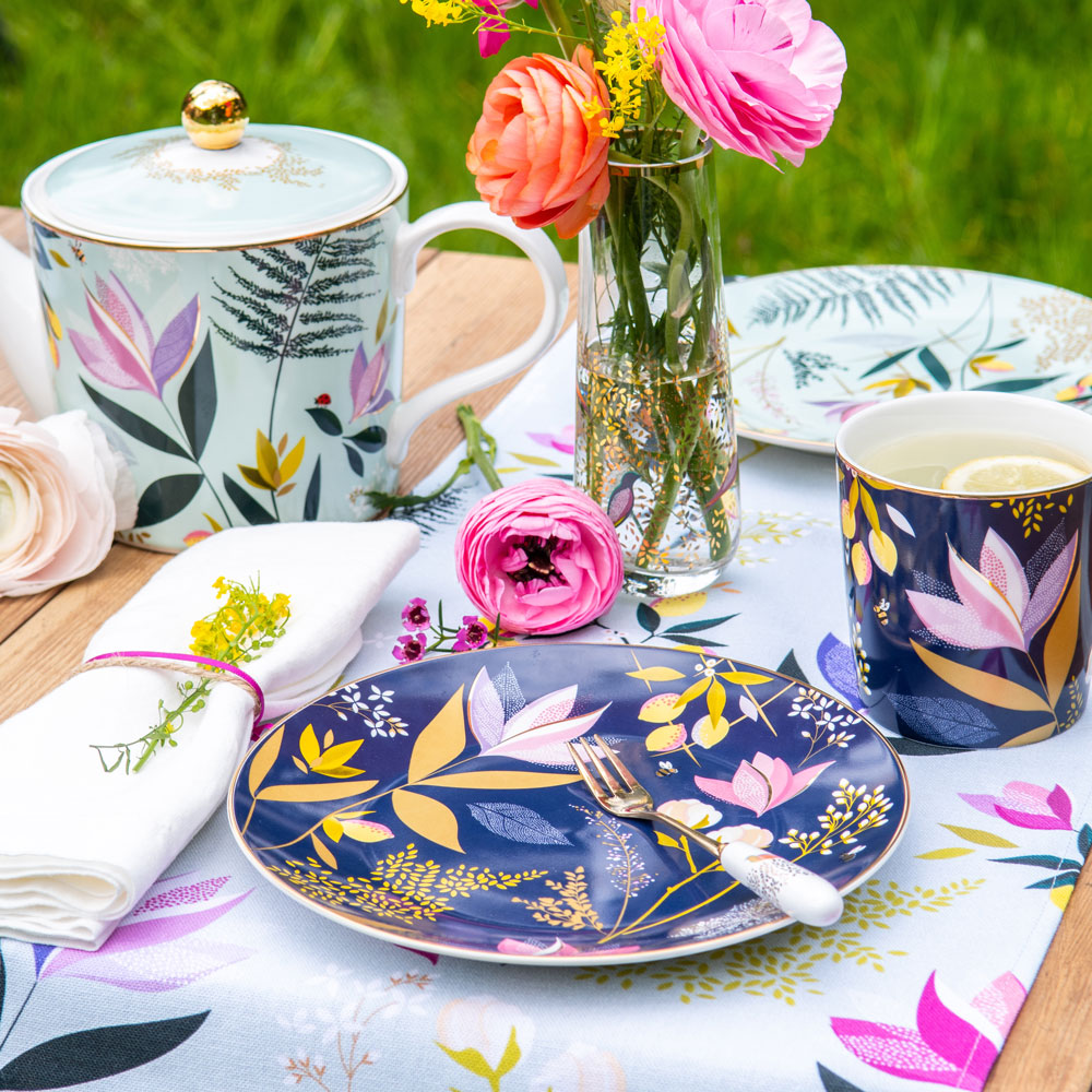 Orchard Floral Duck Egg Table Runner