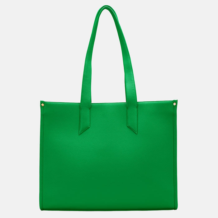 Green Boxy Tote from the back, plain green.