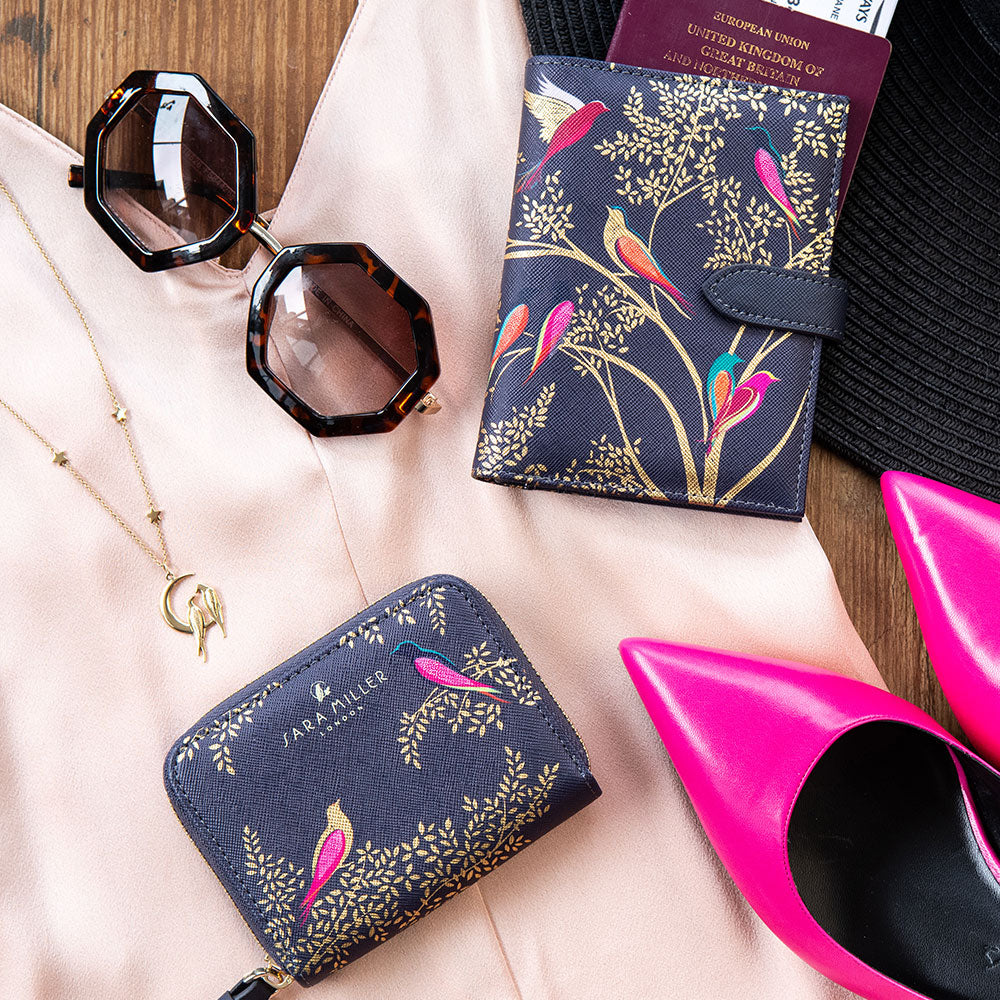 Smokey Blue Birds Small Zip Purse