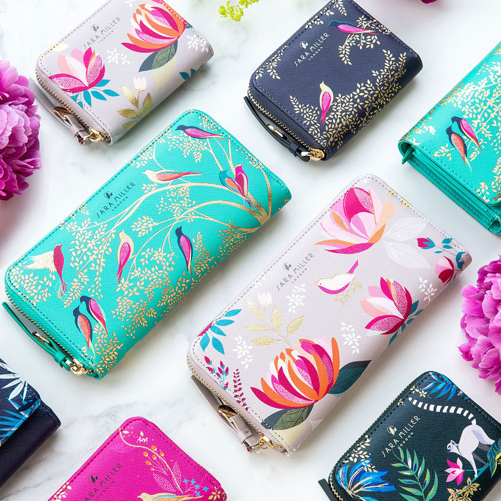 Smokey Blue Birds Small Zip Purse