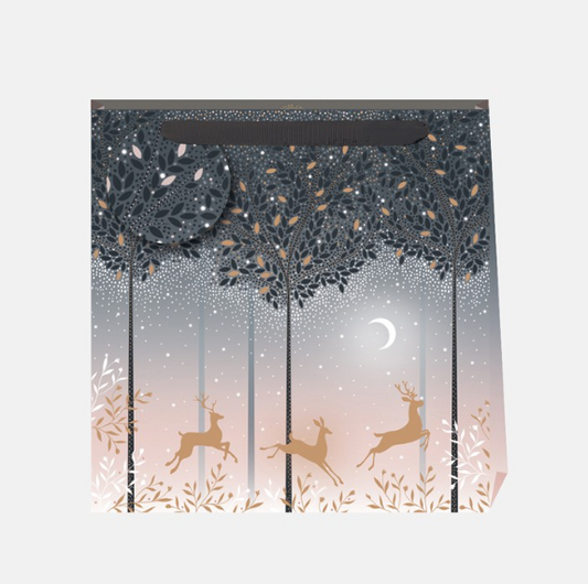 Moonlit Deer Blush & Grey Ombre Medium Christmas Bag