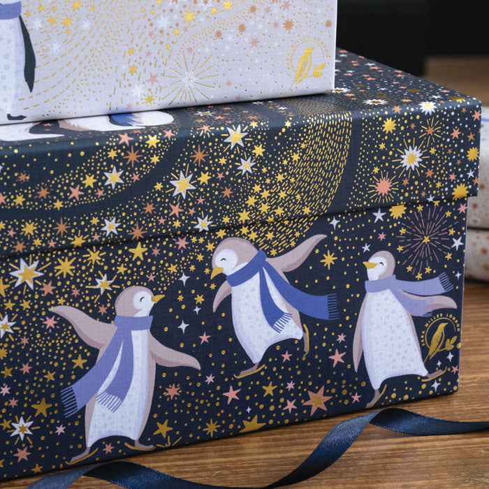 Close up of the box so can see the gold embellishment and textured finish.