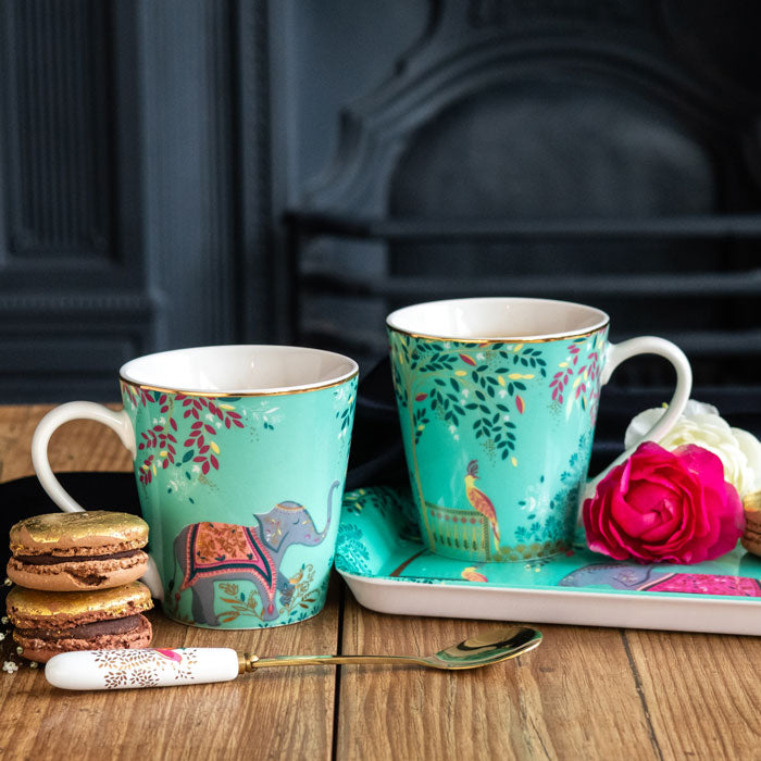 Elephant's Oasis Mug and Tray Set