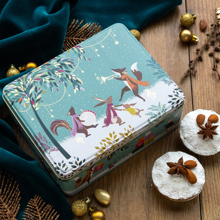 Woodland Tales Merry Band Deep Rectangular Christmas Tin