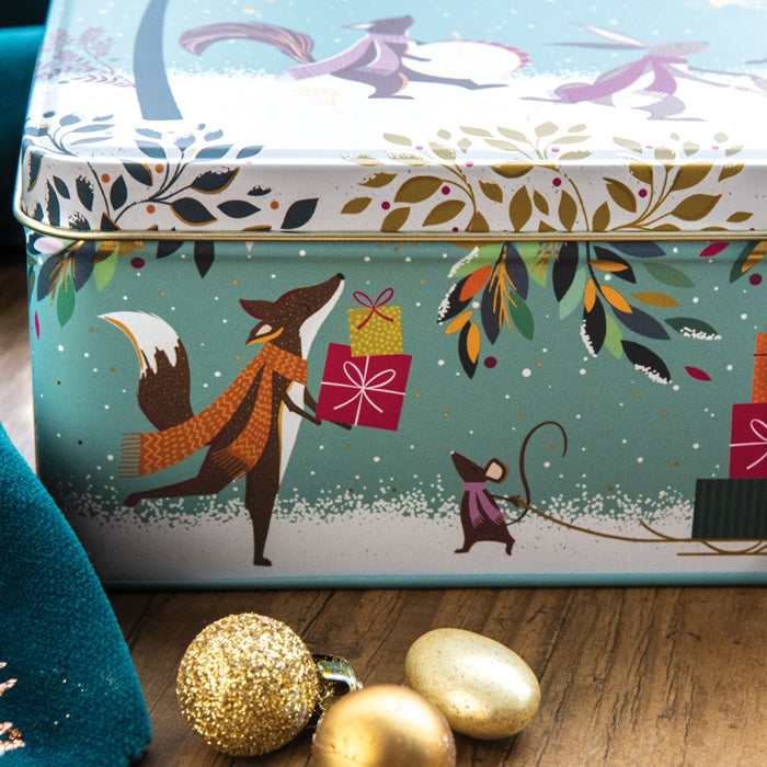 Woodland Tales Merry Band Deep Rectangular Christmas Tin