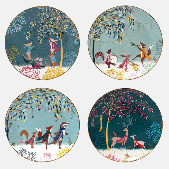 Assiettes à gâteaux Woodland Tales - Lot de 4 pièces assorties