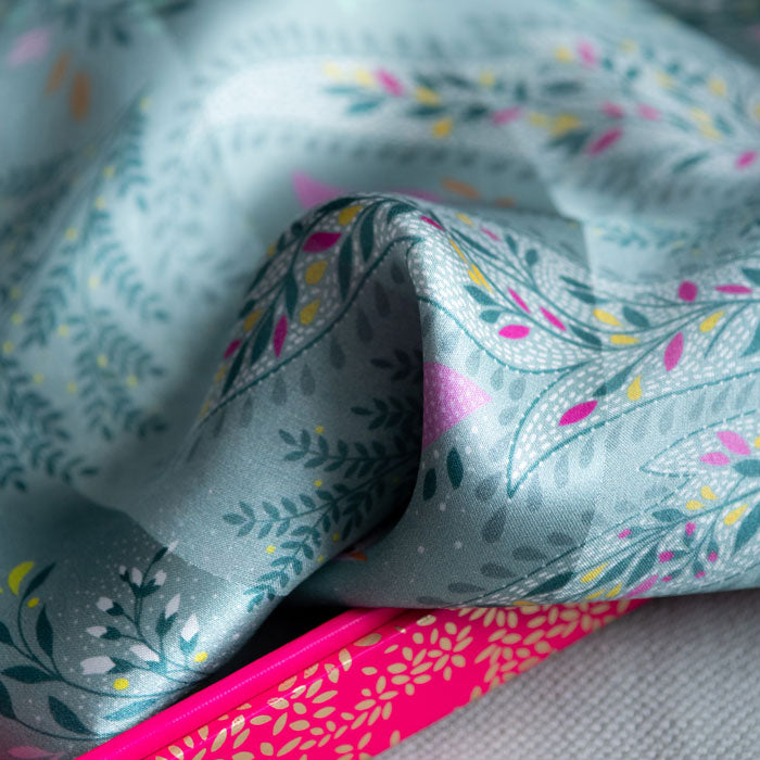 Dusky Blue Birds of Paradise Silk Scarf
