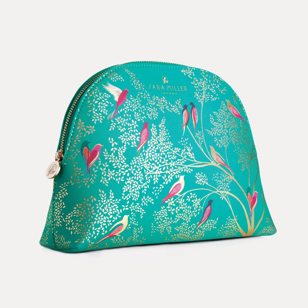 Green Birds Large Cosmetic Bag