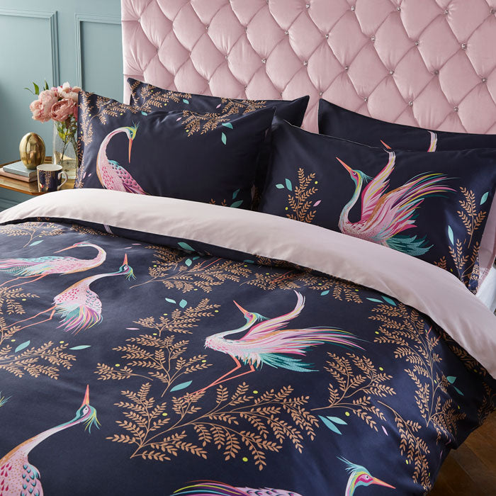 Midnight Dancing Cranes Bed Linen Collection