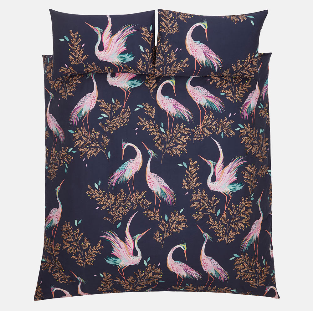 Midnight Dancing Cranes Bed Linen Collection