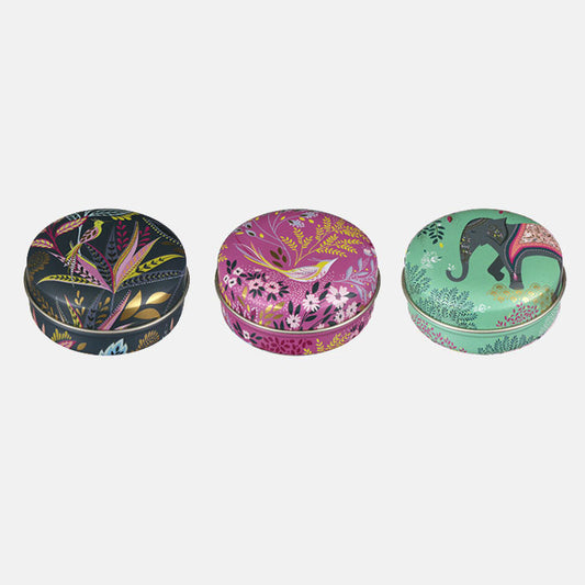 Decorative Small Round Tins - Set of 3