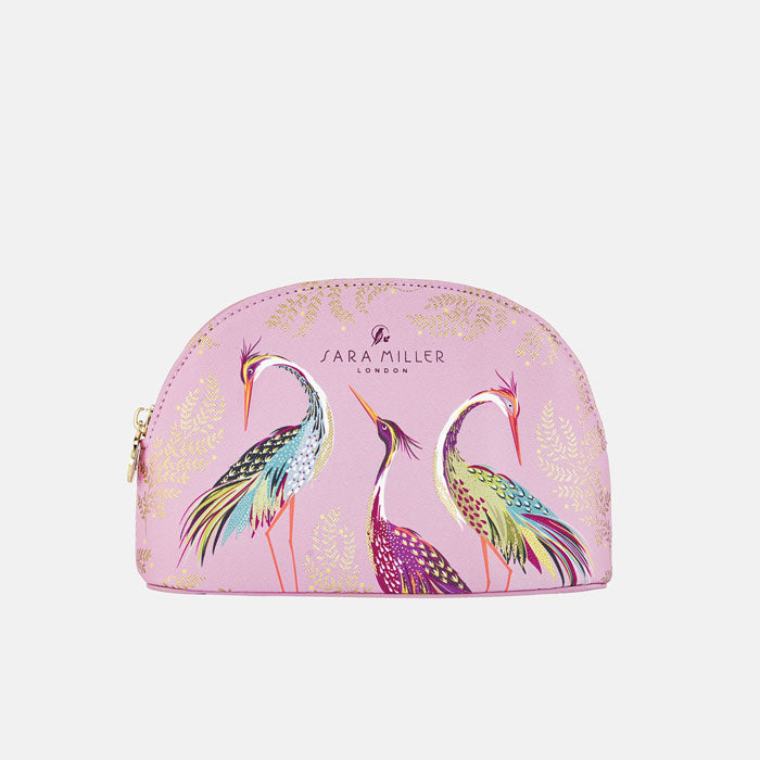 Blossom Pink Dancing Cranes Small Cosmetic Bag