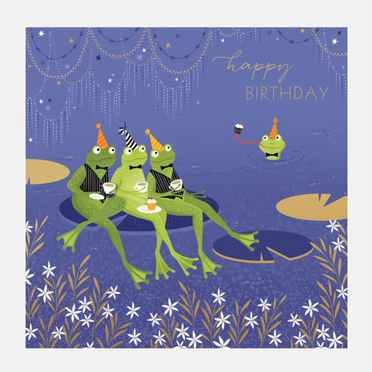 Fancy Frogs Happy Birthday Card