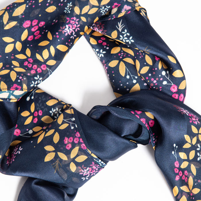 Navy Hummingbird Silk Scarf