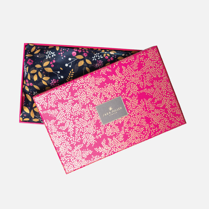 Navy Hummingbird Silk Scarf