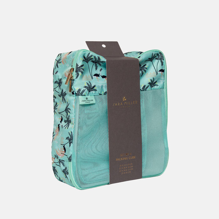 Mint Ostrich & Palms Set of Packing Cubes