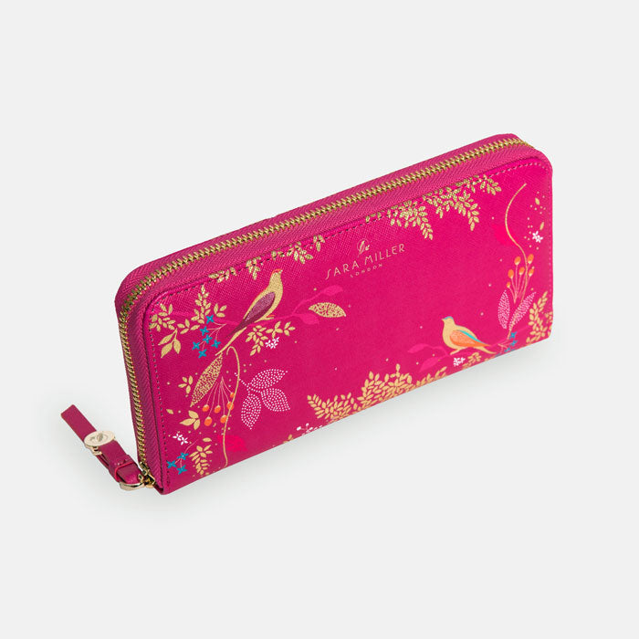 Pink Birds Large Zip Purse