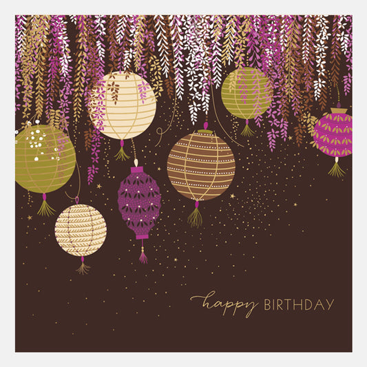 Carte d'anniversaire avec lanternes orientales DISC