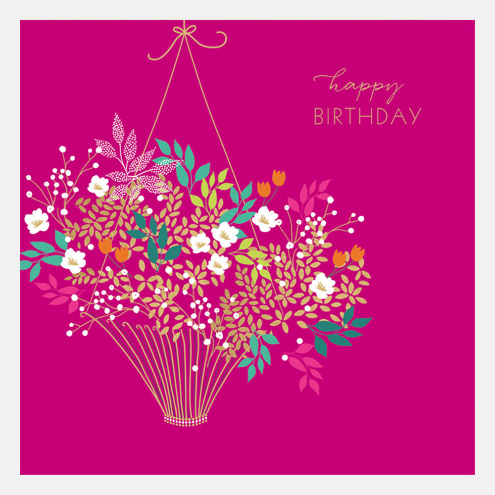 Happy Birthday Flower Basket Card