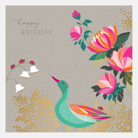 Carte d'anniversaire DISC Canard et coccinelle