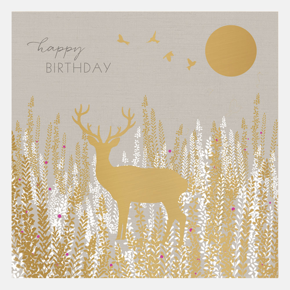 Happy Birthday Deer in Grass Card