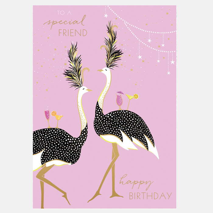 Dancing Ostriches Special Friend Birthday Card