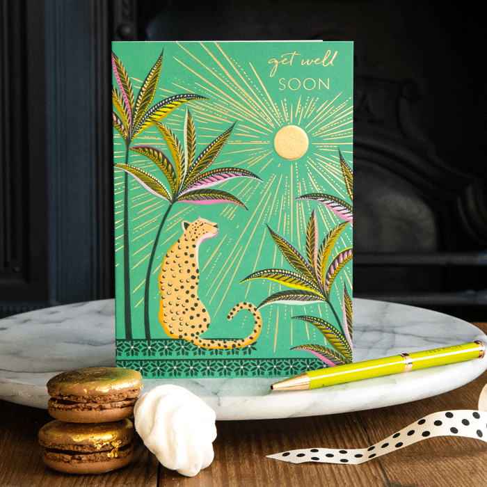 Sun Leopard Get Well Soon Card