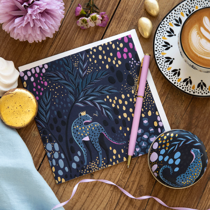 Midnight Leopard Card