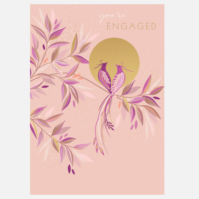 Carte de fiançailles Tourtereaux dans la Lune