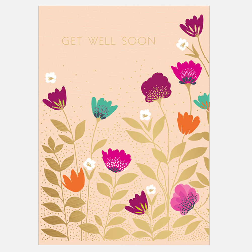 Carte de vœux avec fleurs pour un bon rétablissement