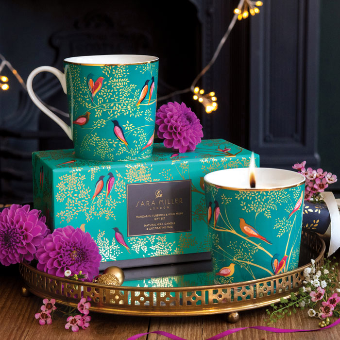 Green Birds Candle & Mug Gift Set