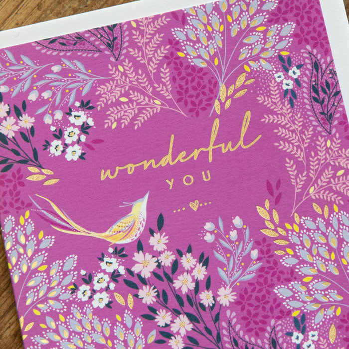 Little Gestures Mauve Songbird Wonderful You Card