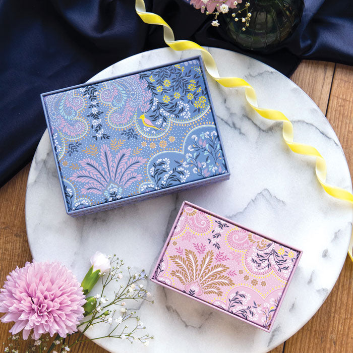 Decorative Filigree Iced Pink Rectangular Tin