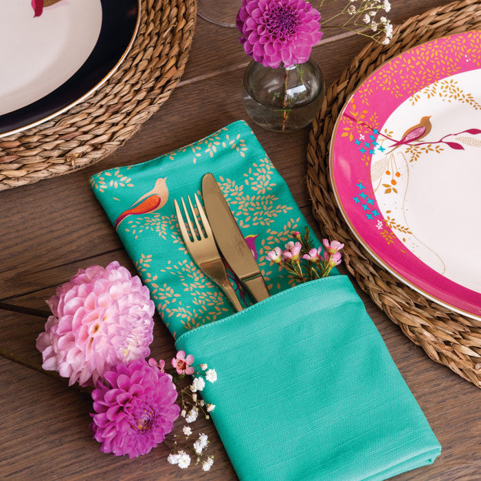 Green Birds Napkins - Set of 2