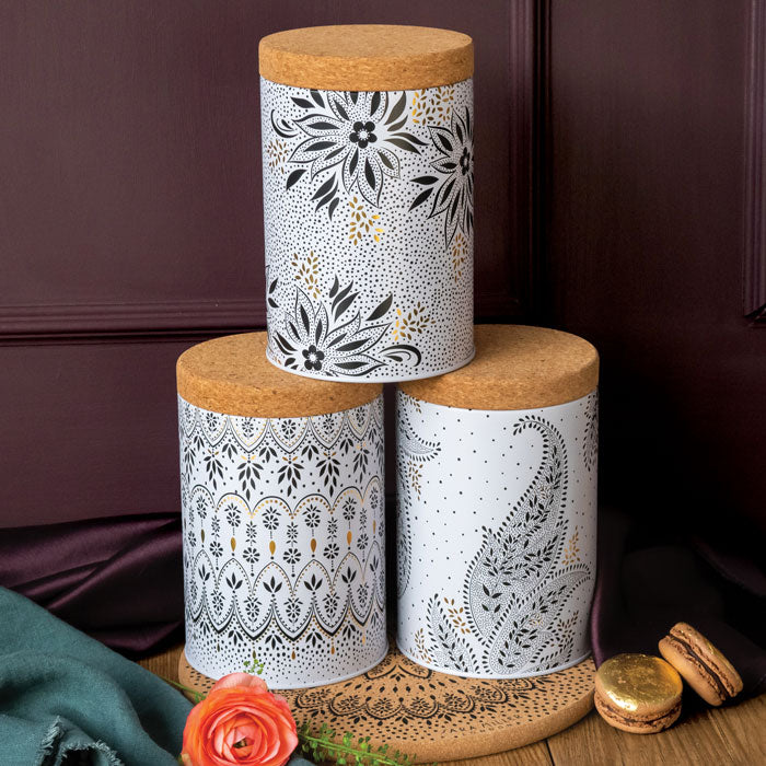 Artisanne Noir Cork Lid Caddies - Set of 3