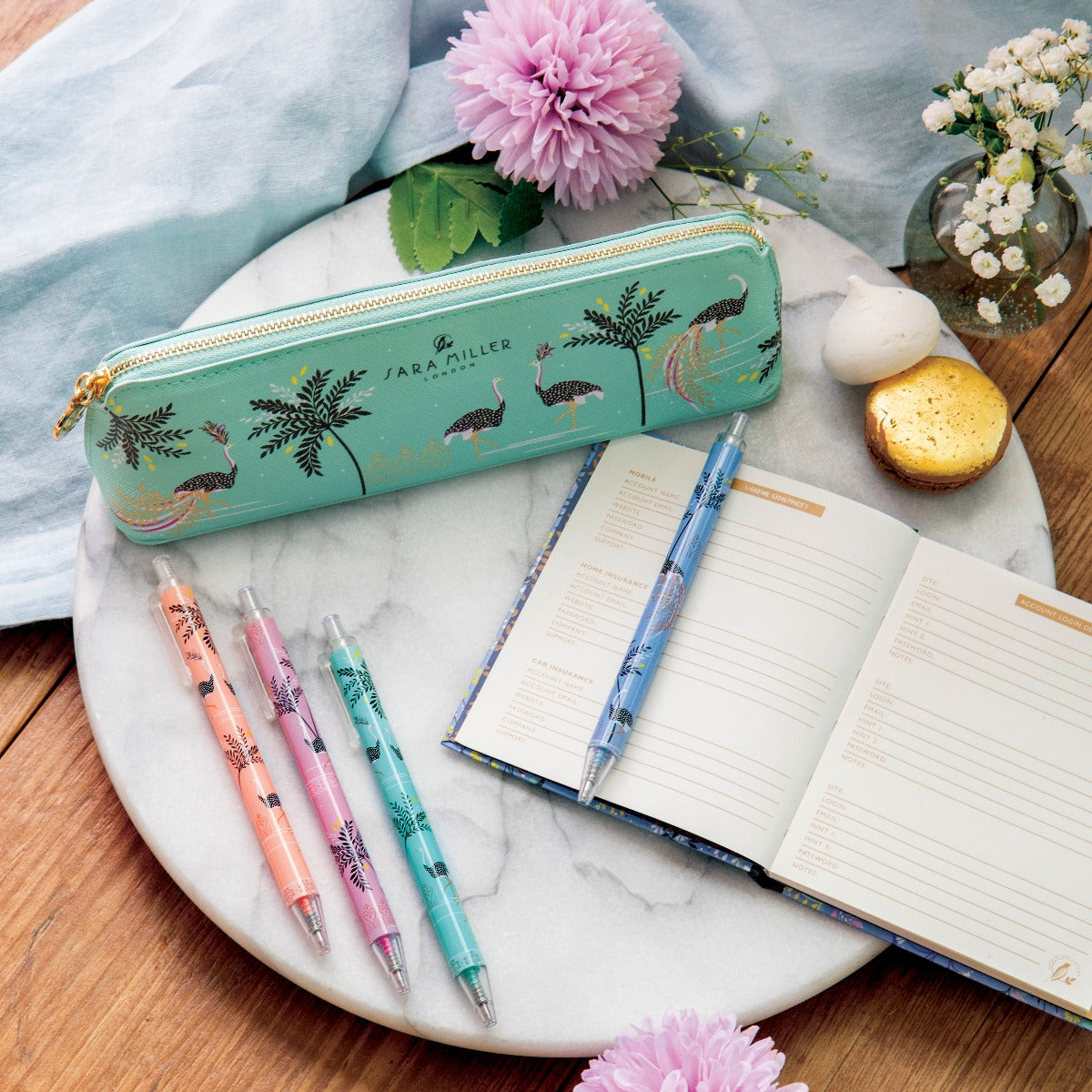 Ostrich & Palms Slim Pencil Case