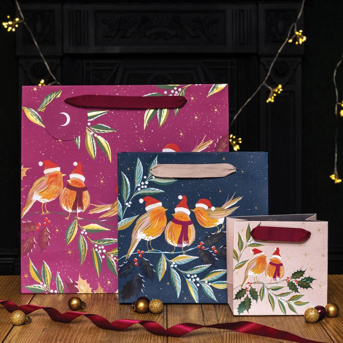 Robin Chorus Midnight Medium Christmas Gift Bag