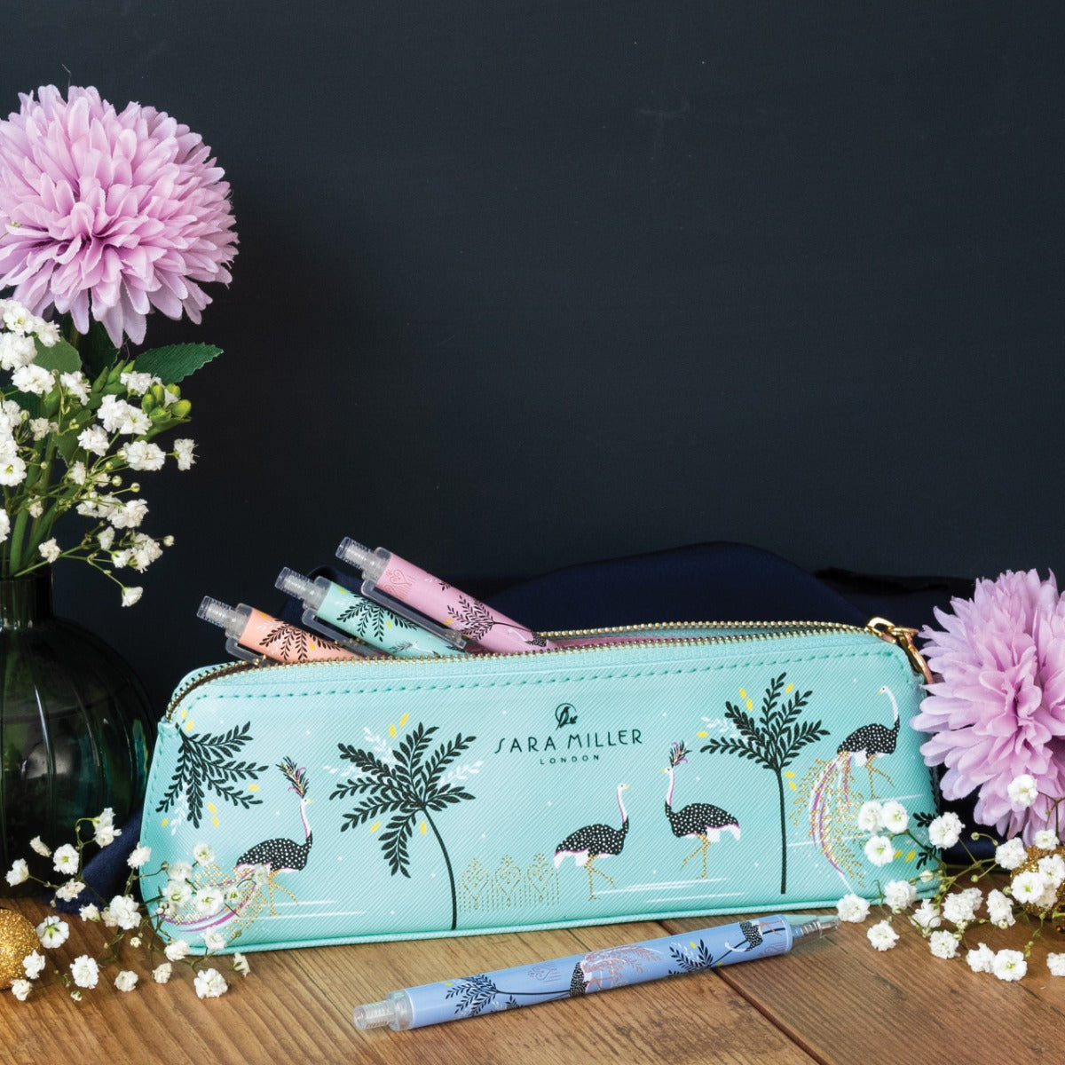 Ostrich & Palms Slim Pencil Case