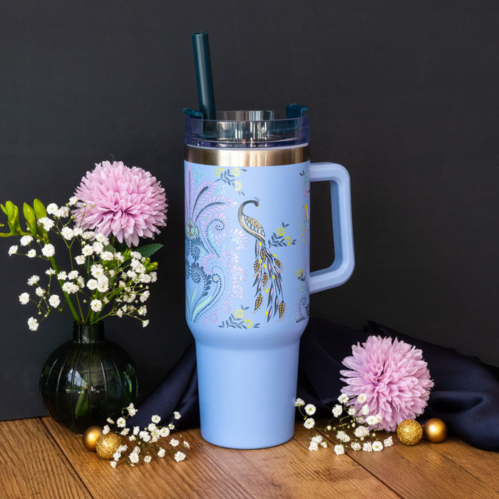 Peacock Filigree Large Travel Tumbler