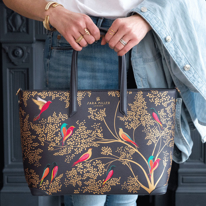 Smokey Blue Birds Medium Tote