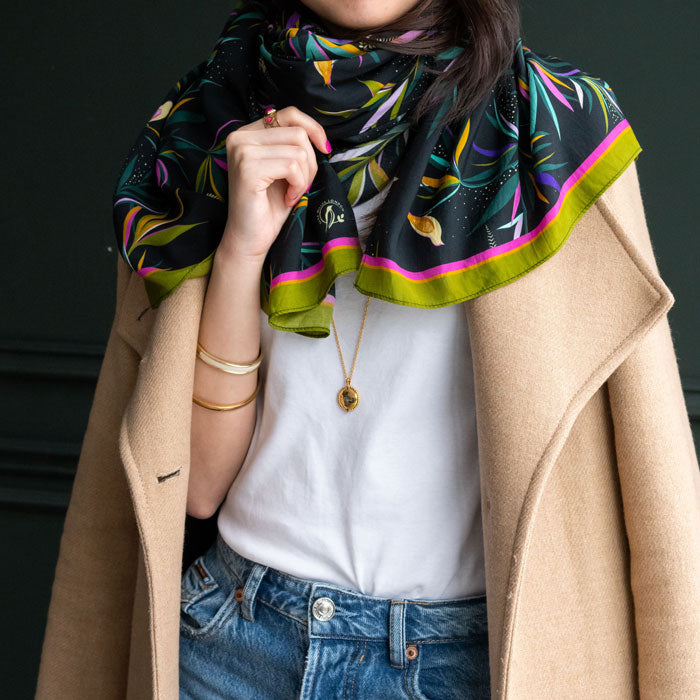 Black and Olive Bamboo Boxed Scarf