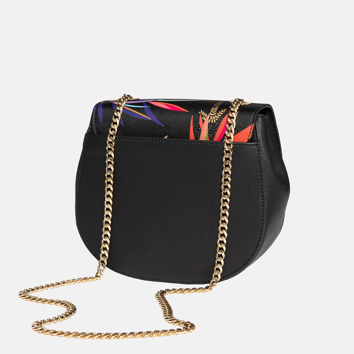 Black Bamboo Half-Moon Crossbody Bag