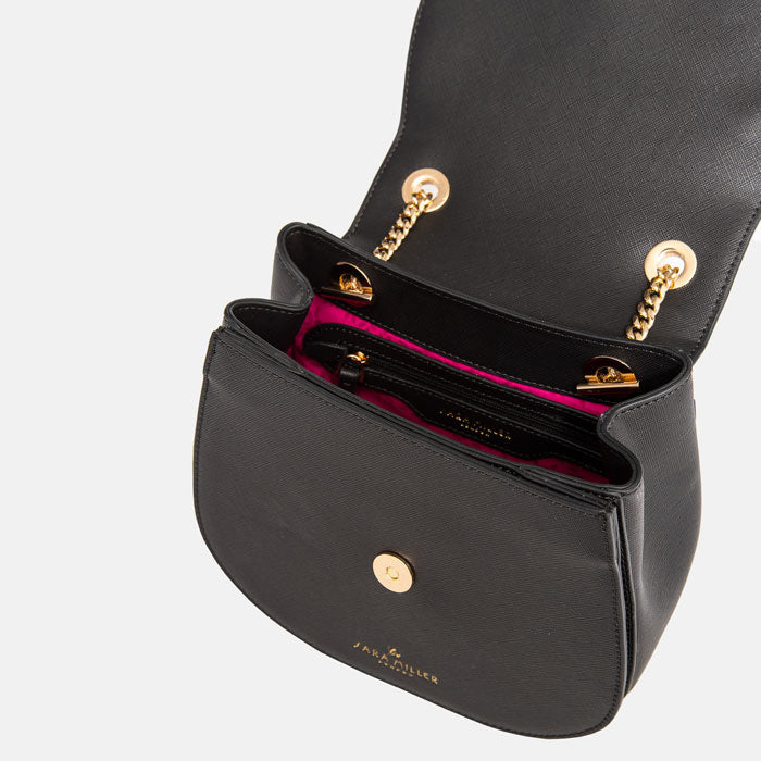 Black Bamboo Half-Moon Crossbody Bag